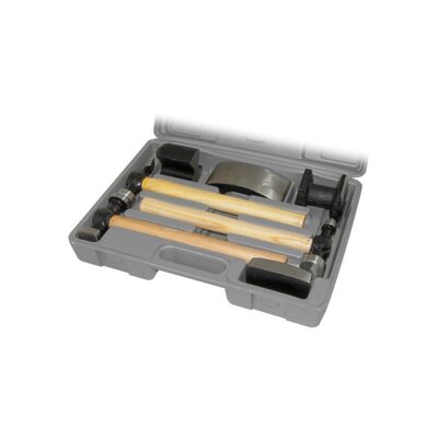 AES Industries 2720 7-Piece Hammer and Dolly Set, Cast Iron Head, Wood Handle