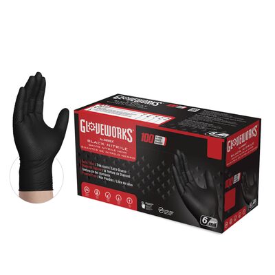 Gloveworks Gloves Heavy Duty Black Nitrile XL