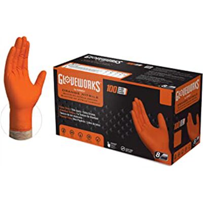 Gloveworks HD Orange Nitrile Gloves Large