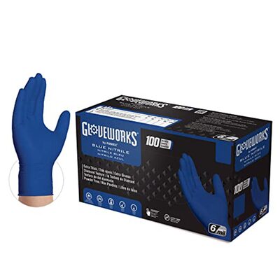 Gloveworks Royal Blue Nitrile Raised Diamond Texture Disposable Gloves, Size XX-Large