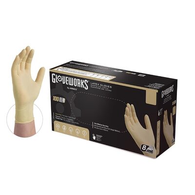 Gloveworks XL HD P/F Textured Latex Gloves (100 Gloves/Box)