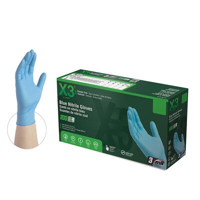 Xtreme S X3 Powder Free Textured Blue Nitrile