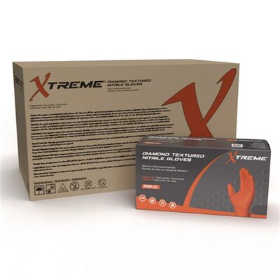 Xtreme Industrial Orange Diamond Textured Nitrile Disposable Gloves, XXLarge