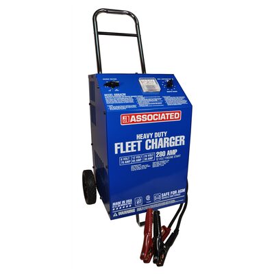 Associated 6006AGM 6V/12V/24V 70A/65A/30A Heavy Duty Fleet Wheel Battery Charger with 280A Engine Start Safe for AGM