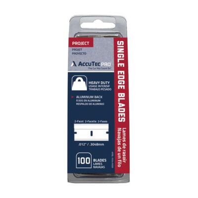 AccuTec Pro AccuTec Pro Single Edge Blade .012 1074 Alum Back 100SHLBL/CLM, CLM=CT, 50CT/CA