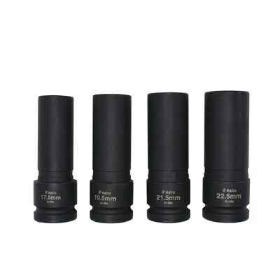 Astro Pneumatic 4pc 1/2" Drive 1/2 Size Thin Wall Lug Nut Socket Set - 17.5 - 22.5mm