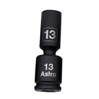 Astro Pneumatic 13mm 3/8 Inch Drive Mid-Length Pinless Universal Impact Socket - Metric