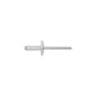 AUVECO 8313 Large Dome Head Blind Pan-L Rivet, 3/16 in Dia x 9/16 in L x 1/4 to 3/8 in Grip Range, Aluminum, Silver