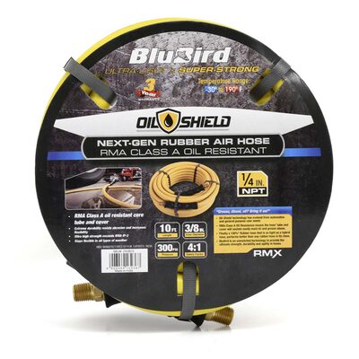 BluBird OilShield Rubber Air Hose Assembly 3/8" x 10'