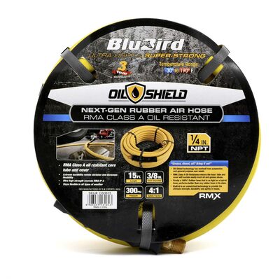 BluBird OilShield Rubber Air Hose Assembly 3/8" x 15'