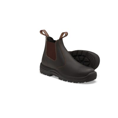 Blundstone Soft Toe Elastic Side Slip-on Boot, Water Resistant, Kick Guard, Stout Brown, AU size 6.5, US size 7.5
