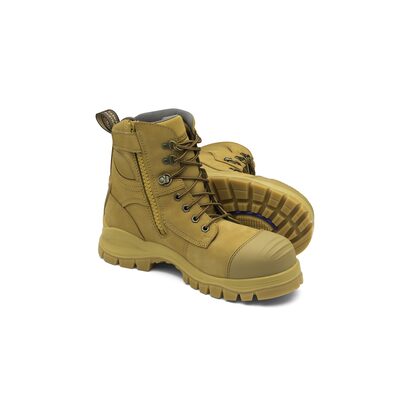 Blundstone Steel Toe Lace Up Side Zip, Water Resistant, Bump Cap, Wheat, AU size 13, US size 14