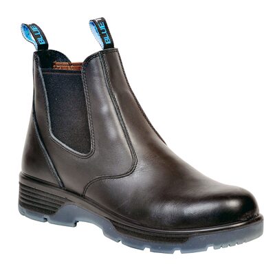 Blue Tongue Blk 6" Slip-On Comp Toe Safety Boot, 8