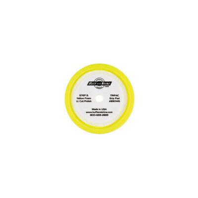 Buff And Shine 830WG Convoluted Face Buffing Grip Pad, 8 in Dia, 1-1/2 in THK, Foam, Hook and Loop Attachment, Yellow