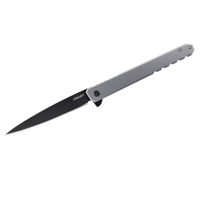 COAST Products LX534 1919 Founders Series Origin Assisted Open Titanium Nitride Coated 9Cr18Mov Drop Point Blade with Frame Lock Folding Pocket Knife - Black/Silver