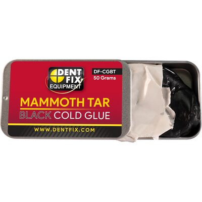 Dent Fix Mammoth Tar Black Cold Glue DF-CGBT is great for quickly and safely moving large areas of metal. Mammoth Tar Black Cold Glue adhesive is applied in normal room temperatures and is the one of the replacement cold glues included in the GLUEMAX Stat