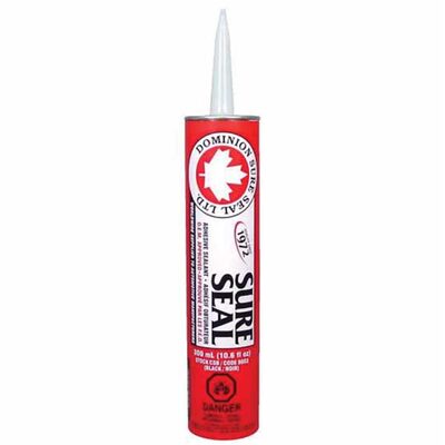 Dominion Sure Seal 9003 All-Purpose Sure Seal Adhesive Sealant, 300 mL Cartridge, Black, Liquid, 24 hr Curing