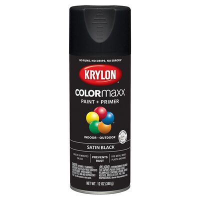 Krylon Satin Black; 12 oz. Aerosol
