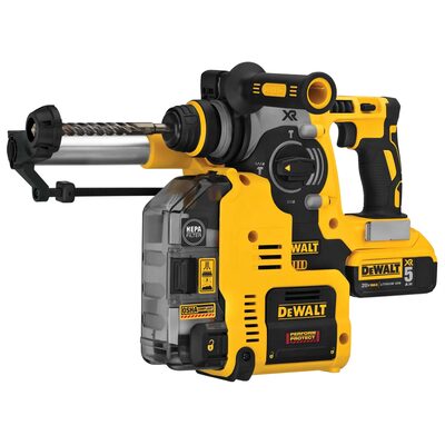 DEWALT 20V MAX* XR L-Shape 1 in. SDS Plus Rotary Hammer Kit With Onboard Dust Extractor