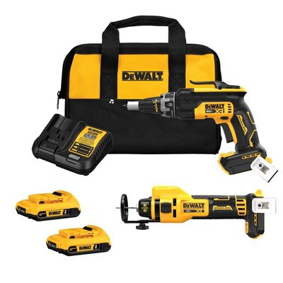 DeWalt 20V MAX* XR Brushless Drywall Screwgun and Cut-Out Tool Combo Kit (2.0Ah)