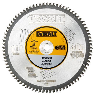 DEWALT 10In 80T Alum Thin Plt Mtl Cut 5/8In Arb