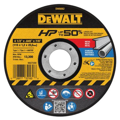 DeWalt 4-1/2-in. (115mm) Aluminum Oxide Abrasive Chop / Cut-Off Blade with 7/8-in. Arbor