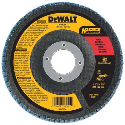 DeWalt 4-1/2-in. (115mm) 80 Grit Zirconia Flap Disc