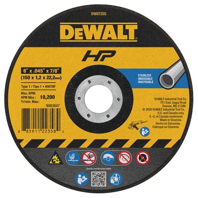 DEWALT Cfree Thin Cutoff Wheel, 6-Inch X .045-Inchx 7/8-Inch