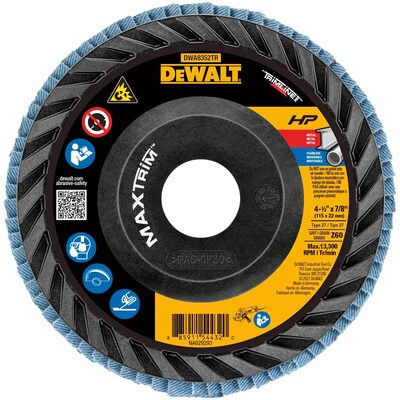DEWALT HP MAXTRIM Trimmable Backer Flap Disc 4-1/2 X 7/8 60G T27