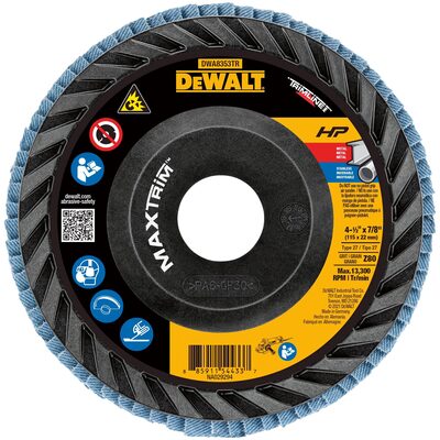 DEWALT HP MAXTRIM Trimmable Backer Flap Disc 4-1/2 X 7/8 80G T27