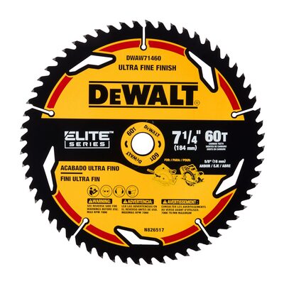 DEWALT ELITE SERIES 7-1/4 In Carbide Circular Saw Blade 60 Tooth with 5/8 in Arbor (1 Pack)