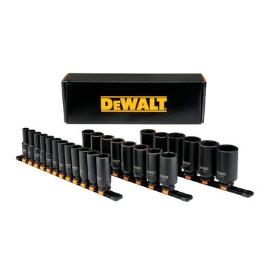 DeWalt  Deep Impact Socket Set, 26-Piece, 1/2" Drive Metric