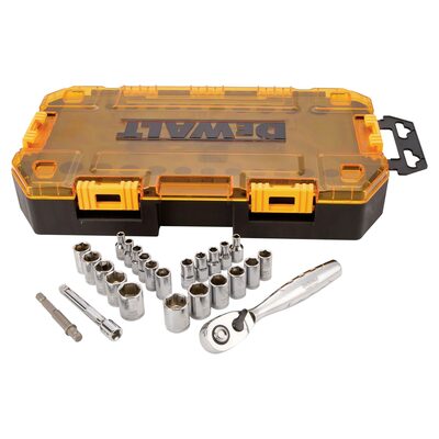 DEWALT Drive Socket Set, SAE/Metric, 1/4-Inch Drive, 25-Piece
