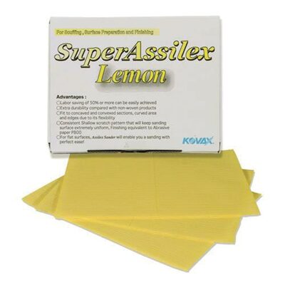 Eagle Abrasives, Inc. KOVAX Super Assilex 191-1509 Sanding Sheet, 130 mm W x 170 mm L, 800 Grit, Aluminum Oxide Abrasive, Lemon, Dry