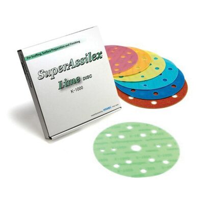 Eagle Abrasives, Inc. KOVAX Super Assilex 193-1578 Sanding Disc, 6 in, 15 Holes, 600 Grit, Super-Tack Attachment, Sky