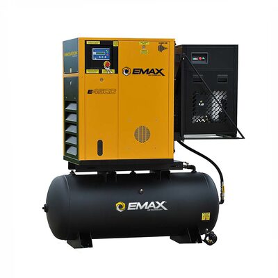 Emax Compressor Complete Rotary VFD Package 20hp 3PH 120 Gal Tank w/115CFM Air Dryer