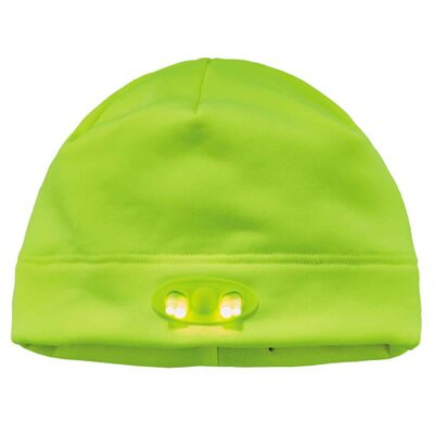 Ergodyne 6804 Lime Skull Cap Beanie Hat with LED Lights