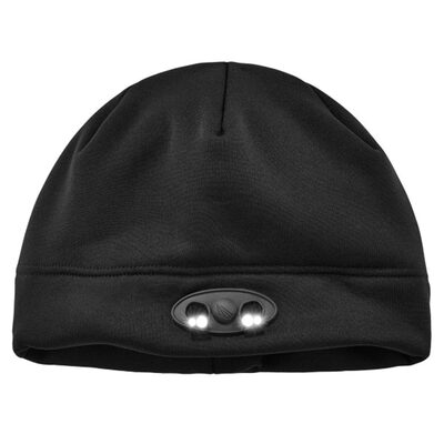 Ergodyne 6804 Black Skull Cap Beanie Hat with LED Lights