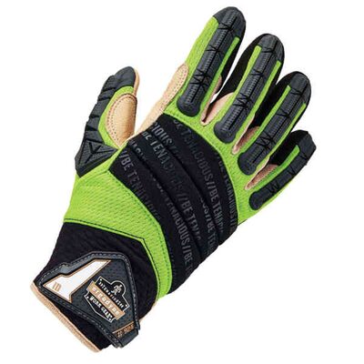 Ergodyne 924LTR M Lime Leather-Reinf Hybrid DIR Gloves