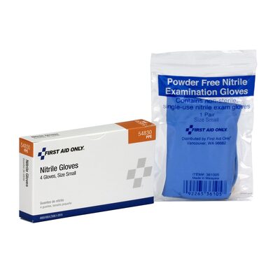 First Aid Only Small Nitrile Exam Gloves 4/Bx