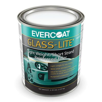 Fibre glass Evercoat GLASS-LITE 100638 Lightweight Short Strand Reinforced Filler, 1 qt Can, Green, Liquid
