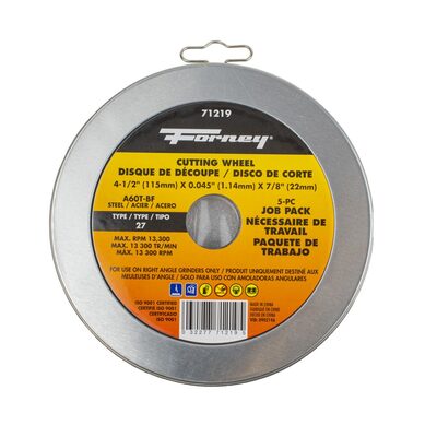Forney Industries 5-Pack of Forney 71793 (4-1/2 in Metal Cut-Off Wheel)