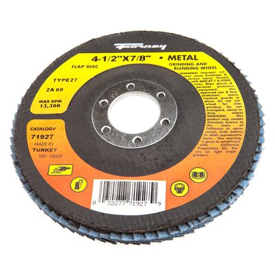 Forney Industries Flap Disc, Type 27, 4-1/2 in x 7/8 in, ZA60