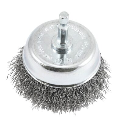 Forney Industries Cup Brush, Crimped, 3 in x .012 x 1/4 in Hex Shank
