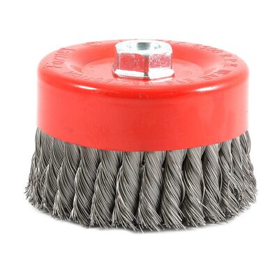 Forney Industries Cup Brush, Knotted, 6 in x .020 in x 5/8 in-11 Arbor