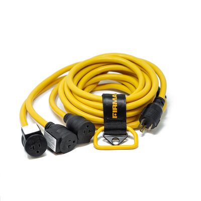 Firman Power Cord L5-30P to 3x5-20R 25ft Extension 10 AWG and Storage Strap
