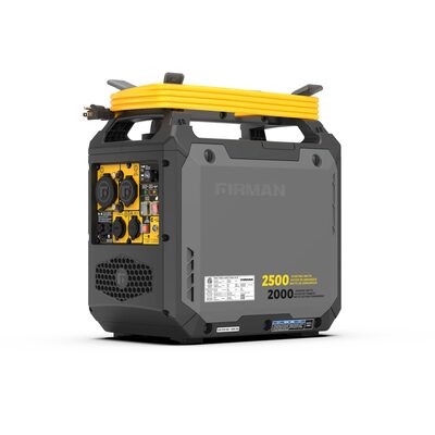 Firman Whisper Series 2500W / 2000W Gas Inverter Portable Generator with Recoil Start, CO Alert, Parallel Ready, Adapter and Cord Included