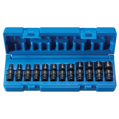 Grey Pneumatic 1/4" Drive 6 PT 12 PC Magnetic Std. Universal Set