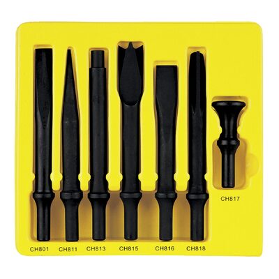 Grey Pneumatic 7-Piece Heavy-Duty Chisel Set with .498 Shank