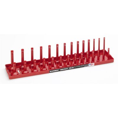 Hansen Global 1/2 Inch Standard 2 Row Regular/Deep Socket Holder Tray - Red